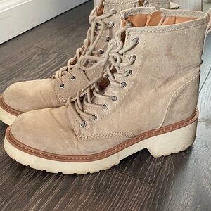 Madden Girl Beige Lace-Up Combat Boots